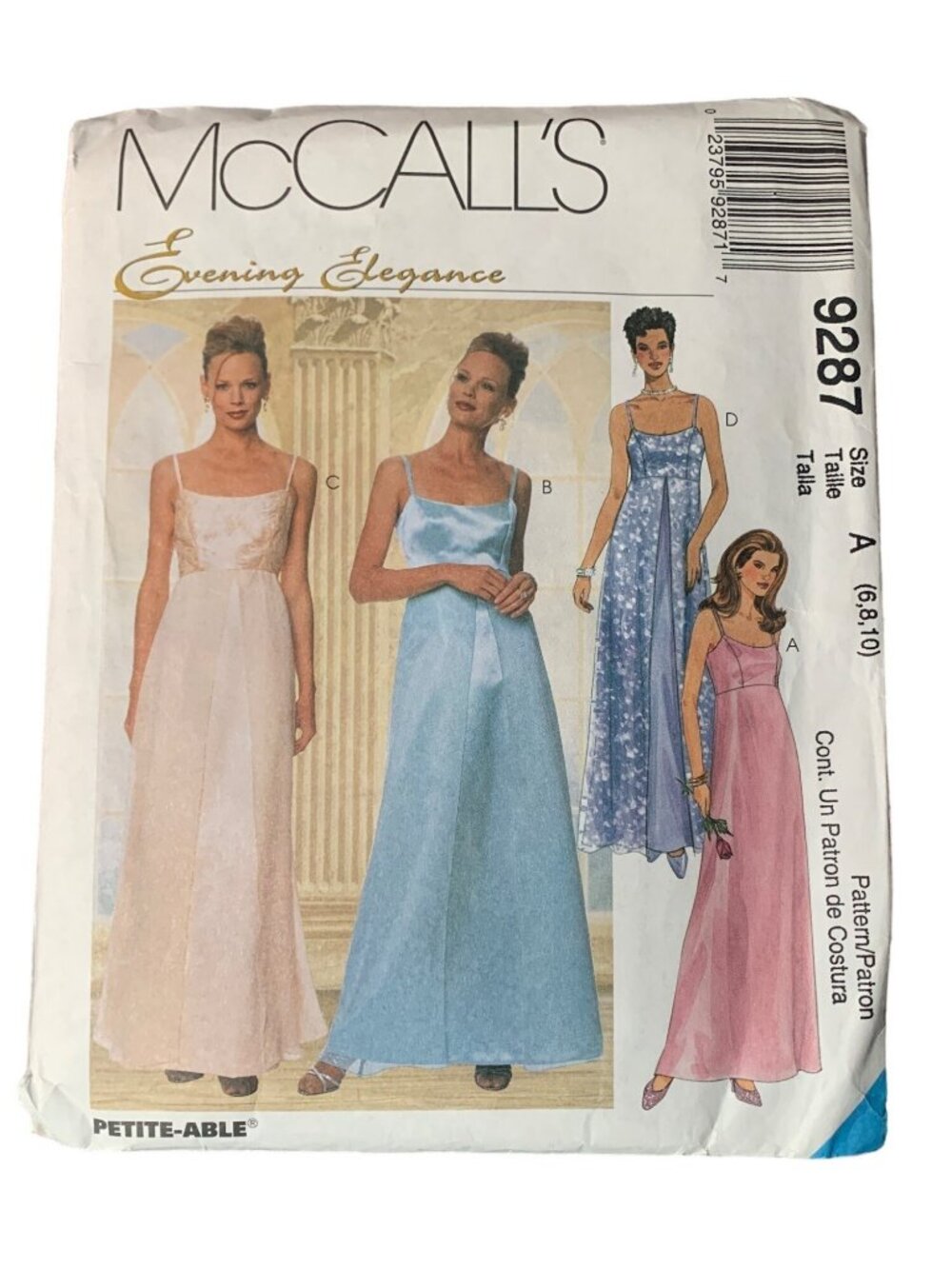 McCalls 9287 Evening Elegance Sewing Pattern Size 6 8 10 Formal Dress